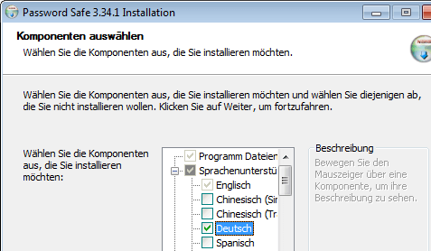 Password-Safe: Installation in deutscher Sprache